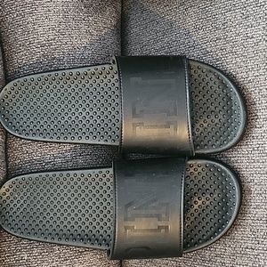 Pink slip on sandals